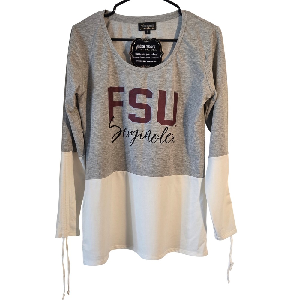 Gameday Couture FSU Seminoles Long Sleeve Colorblock T Shirt Womens Size L NWT
